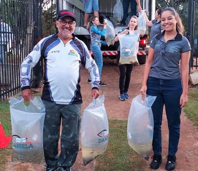 Sicredi e ASPE promovem a soltura de 12 mil alevinos no alagado de Rio Bonito do IguaÃ§u
